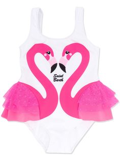 Mc2 Saint Barth Kids купальник со вставкой из тюля