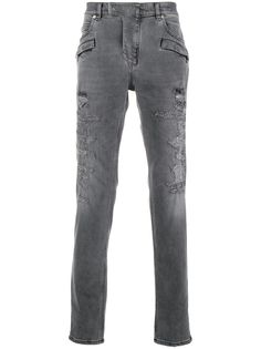 Balmain джинсы "скинни" с 7 карманами и эффектом потертости