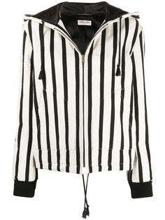 Saint Laurent полосатая куртка с капюшоном