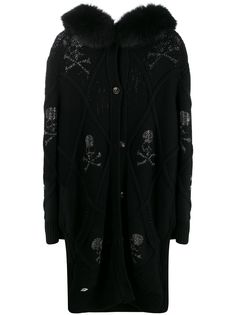 Philipp Plein трикотажное худи с декором Skull