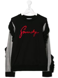 Givenchy Kids толстовка с рукавами в клетку и логотипом