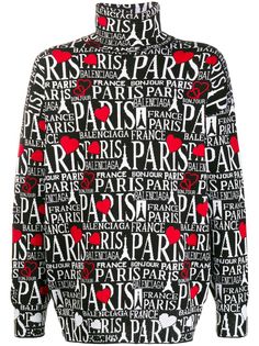 Balenciaga свитер Paris с высоким воротником и логотипом
