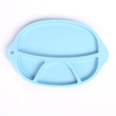 Тарелка детская силиконовая, 4 секции, цвет голубой Mum&Baby