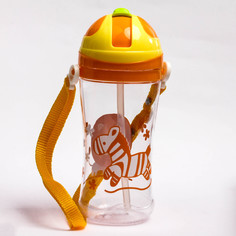 Поильник детский с трубочкой, на ремешке, 450 мл, от 5 мес., цвет оранжевый Крошка Я