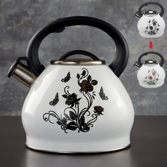 Чайник со свистком 3 л magic flore,с индикатором нагрева, индукция Доляна