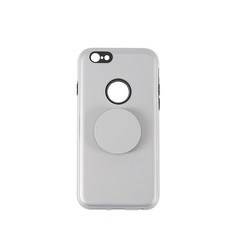 Чехол luazon для iphone 6, с попсокетом,двойной корпус противоударный, серебристый