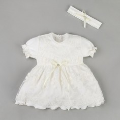 Набор: платье с коротким рукавом и повязка крошка я, 1,5-2 г, (86-92 см),100 % хлопок