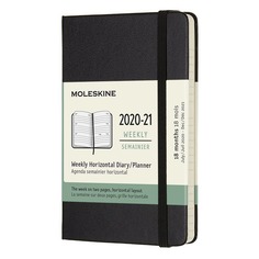 Еженедельник Moleskine Academic Horizontal, датированный на 18 месяцев, 208стр., Pocket, черный