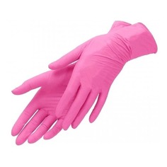 Перчатки неопудренные одноразовые, размер: M, нитрил, 100шт, цвет розовый [tn 342] Noname
