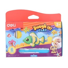 Упаковка пластилина DELI Dough it ED75110 ED75110, 6 цветов, 120грамм, картонная коробка/европодвес 12 шт./кор.