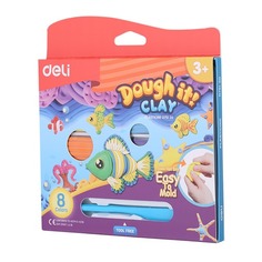 Упаковка пластилина DELI Dough it ED75120 ED75120, 8 цветов, 160грамм, картонная коробка/европодвес 12 шт./кор.