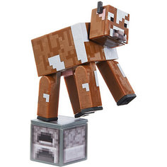 Маленькая фигурка Minecraft Cow, с артикуляцией Mattel