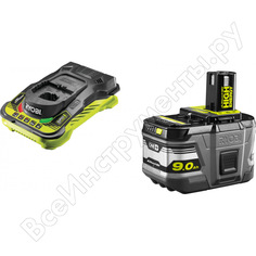 Набор ryobi one+ rc18150-190 5133004421 аккумулятор (18 в, 9.0 a*ч; li-ion) и зарядное устройство rc18-150