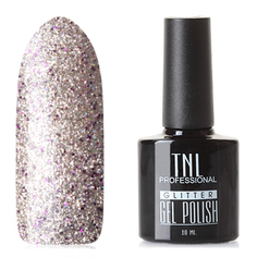 TNL, Гель-лак Glitter №54, Серебряный с фиолетовыми блестками