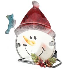 Подсвечник Снеговик и Деда Мороз Сноубум 2/396-479, 14х10 см