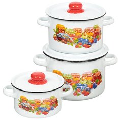 Набор эмалированной посуды СтальЭмаль Варенье 1с144 (кастрюля 1.5+2.9+4.5 л), 3 предмета