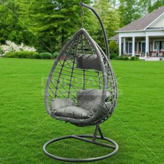 Качели садовые Кокон Элеганс 1182D серый ротанг с серой подушкой