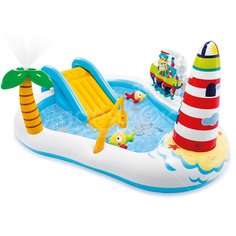 Игровой центр с горкой и распылителем Intex Веселая рыбалка 57162NP, 218х188х99 см