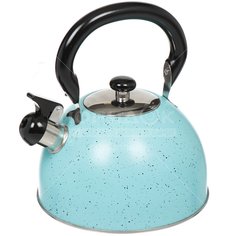 Чайник из нержавеющей стали Daniks M-009 голубой со свистком, 3 л