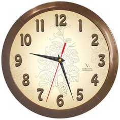 Часы настенные Вега Классика бежевая в коричневом П1-9/7-50 Vega
