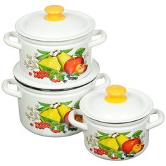 Набор эмалированной посуды Керченский металлургический завод Дюшес, (кастрюля 2+3+4 л), 3 предмета