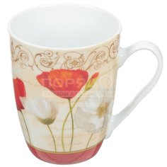 Ф Кружка 340мл Маки YQ1619 Коралл