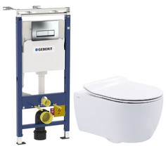 Комплект подвесной унитаз SSWW NC2038 + система инсталляции Geberit 458.125.21.1