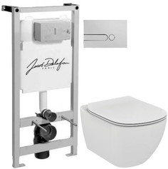 Комплект подвесной унитаз Ideal Standard Tesi T007901 + T352701 + система инсталляции Jacob Delafon E5504-NF + E4326-CP