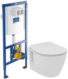 Комплект подвесной унитаз Ideal Standard Connect Space E804601 + E772401 + система инсталляции Villeroy & Boch 92246100