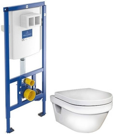Комплект подвесной унитаз Gustavsberg Hygienic Flush 5G84HR01 + система инсталляции Villeroy & Boch 92246100