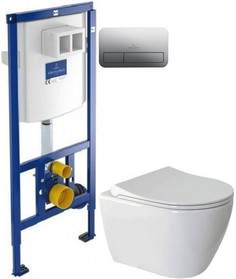 Комплект подвесной унитаз Berges Geo 082101 + система инсталляции Villeroy & Boch 92246100 + 92249061