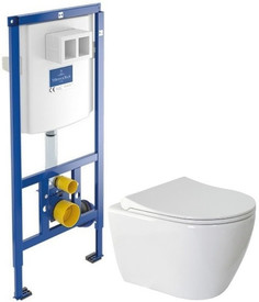 Комплект подвесной унитаз Berges Geo 082101 + система инсталляции Villeroy & Boch 92246100