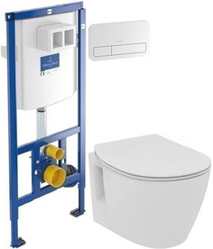 Комплект подвесной унитаз Ideal Standard Connect Space E804601 + E772401 + система инсталляции Villeroy & Boch 92246100 + 92249068
