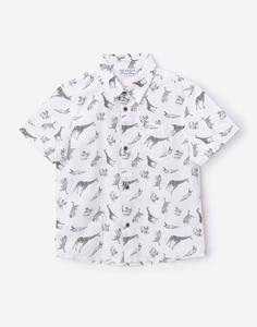 Белая рубашка с тропическими животными для мальчика Gloria Jeans