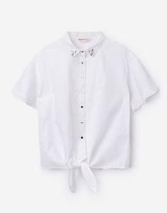 Белая рубашка с завязками для девочки Gloria Jeans