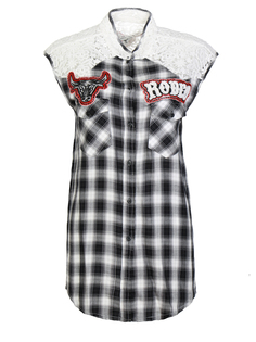 Рубашка в клетку с кружевом Forte Couture