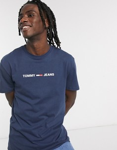 Темно-синяя футболка с маленьким логотипом Tommy Jeans-Темно-синий