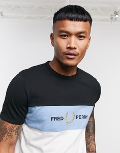 Бело-синяя футболка с вышивкой Fred Perry-Белый