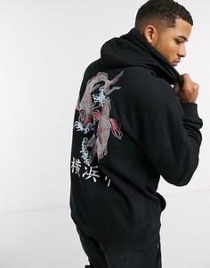 Черный худи с принтом на спине Only & Sons