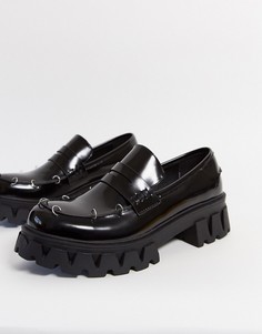 Черные пенни-лоферы из искусственной кожи с металлической отделкой Koi Footwear-Черный цвет