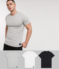 3 футболки (белая, серая и черная) с круглым вырезом и логотипом Abercrombie & Fitch-Черный