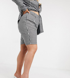 Шорты в клетку от комплекта Lasula Plus-Многоцветный