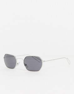 Солнцезащитные очки в серебристой шестигранной оправе Weekday-Серебристый