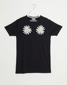 Ночная рубашка с цветочным принтом Brave Soul-Черный цвет