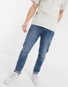 Голубые узкие джинсы со рваной отделкой Only & Sons-Голубой