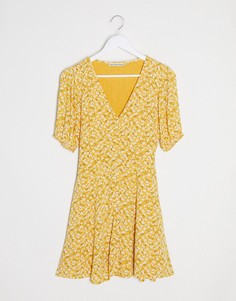 Платье на пуговицах с цветочным принтом Abercrombie & Fitch-Желтый