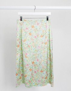 Зеленая юбка миди с цветочным принтом Pimkie-Зеленый