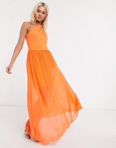 Оранжевое платье макси с перекрутом и халтером French Connection-Оранжевый цвет