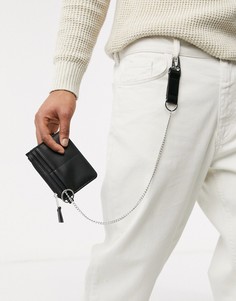Черный бумажник с серебристыми цепочками ASOS DESIGN