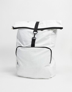 Белый рюкзак с ролл‑топом и черными ремешками ASOS DESIGN